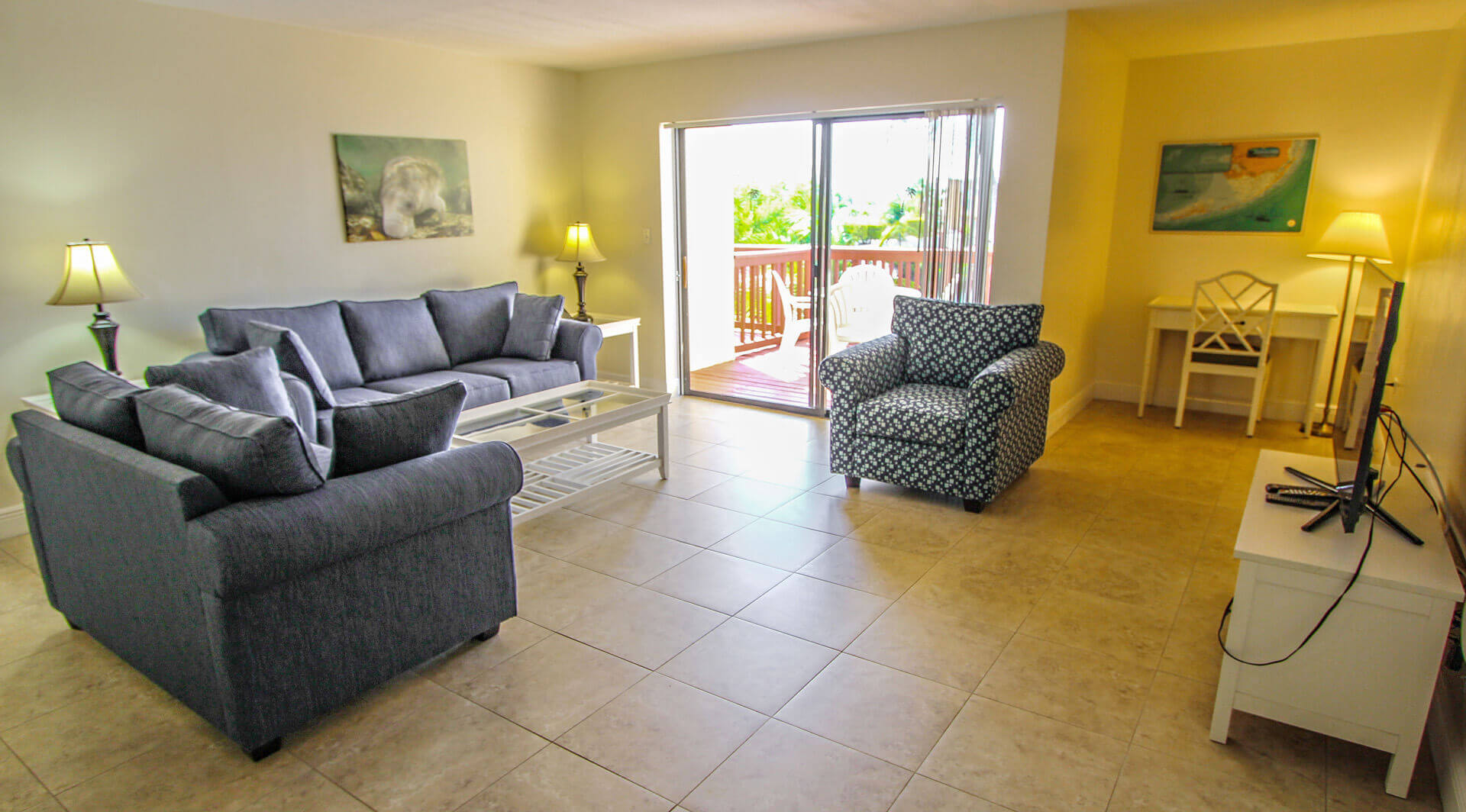 An expansive living room area at VRI's Florida Bay Club in Florida.